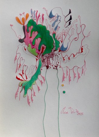 90✨ TÍTULO :" SIN TITULO " , TÉCNICA : LÁPIZ DE CRAYÓN, GRASA Y ACUARELA. TINTA CHINA. FIJADOR. ( 28,5 X 21cms ).    90€